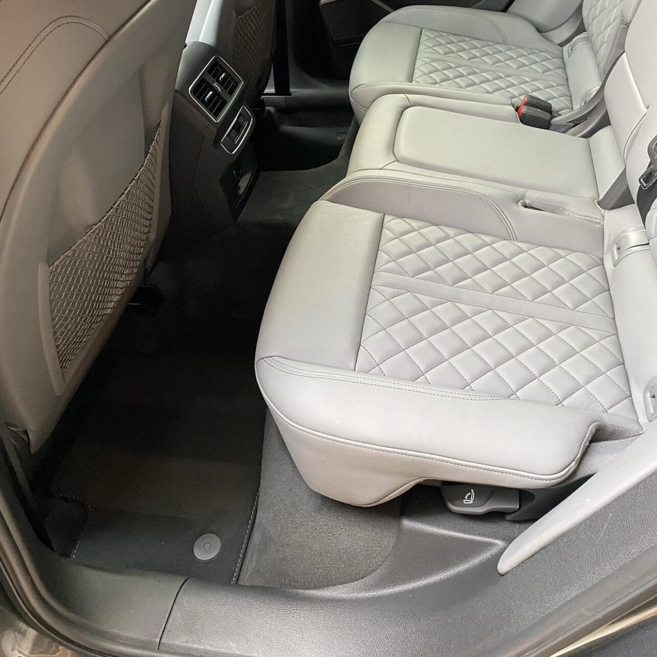 Quilted leather seat after conditioning